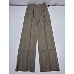 Gianelli Atlantic Dress Pants Mens 32x36 Brown Wool Pleated Straight Stretch NWT